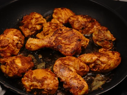 Mughlai Chicken Curry - Brown the chicken pieces- (Second side)