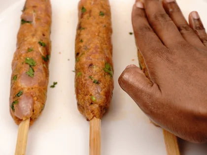 Perfect Pan-Grilled Chicken Seekh Kebab – Restaurant Style at Home - Gently roll and flatten the mixture on the skewers