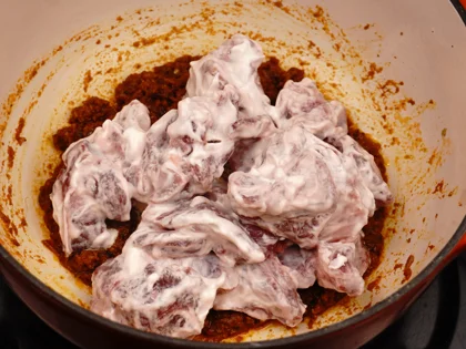 Pot-Cooked Mutton Curry (Baby Goat) — Restaurant Style - Add Marinated Baby Goat