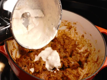 Pot-Cooked Mutton Curry (Baby Goat) — Restaurant Style - Add Prepared Paste and Stir 