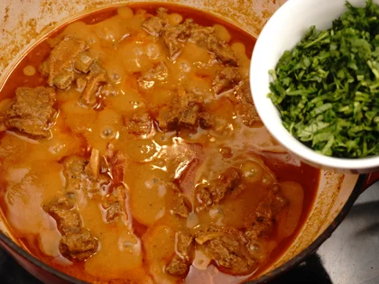 Pot-Cooked Mutton Curry (Baby Goat) — Restaurant Style - Garnish & Serve