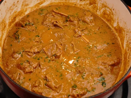 Pot-Cooked Mutton Curry (Baby Goat) — Restaurant Style - Garnish & Serve