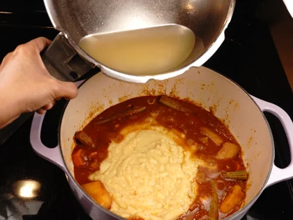 Restaurant Style Vegetable Sambar - Add mashed dal and boil