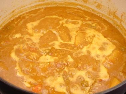 Restaurant Style Vegetable Sambar - Add mashed dal and boil