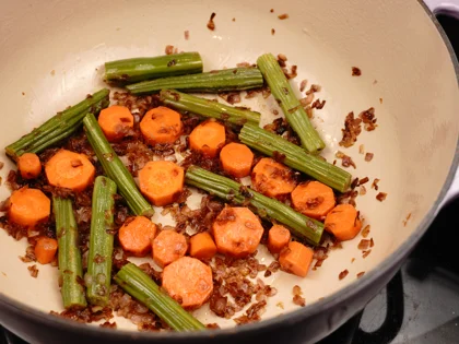 Restaurant Style Vegetable Sambar - First, add the hard vegetables