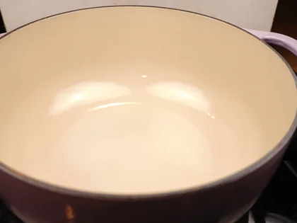 Restaurant Style Vegetable Sambar - Preheat a heavy bottomed pot then add oil